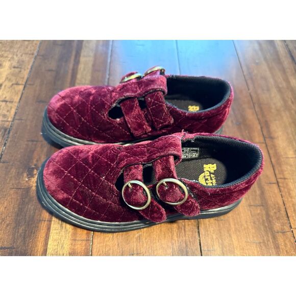 DR MARTENS JUNIOR 8065 QUILTED VELVET MARY JANE SHOES - Picture 4 of 14
